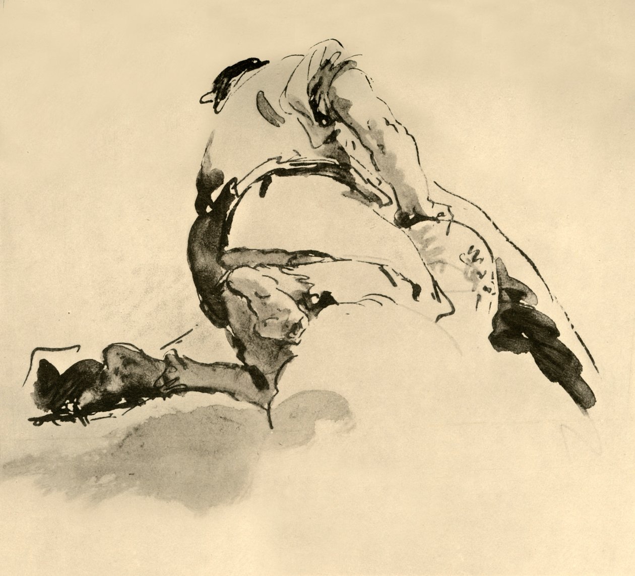 Polvistuva hahmo takaa katsottuna, 1700-luvun puoliväli, 1928 tekijältä Giovanni Battista Tiepolo