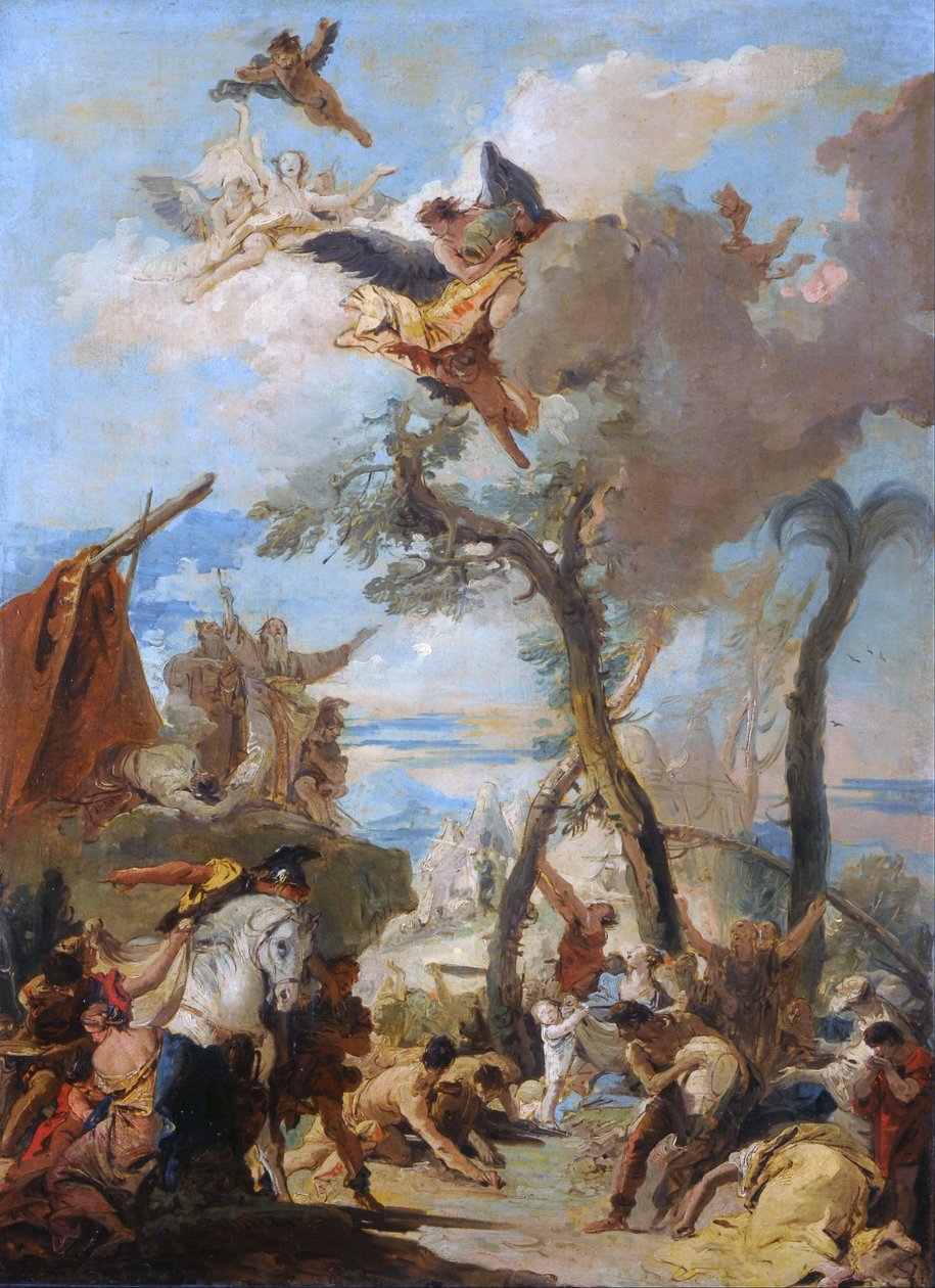 Heprealaiset keräävät mannaa erämaassa (luonnos). tekijältä Giovanni Battista Tiepolo