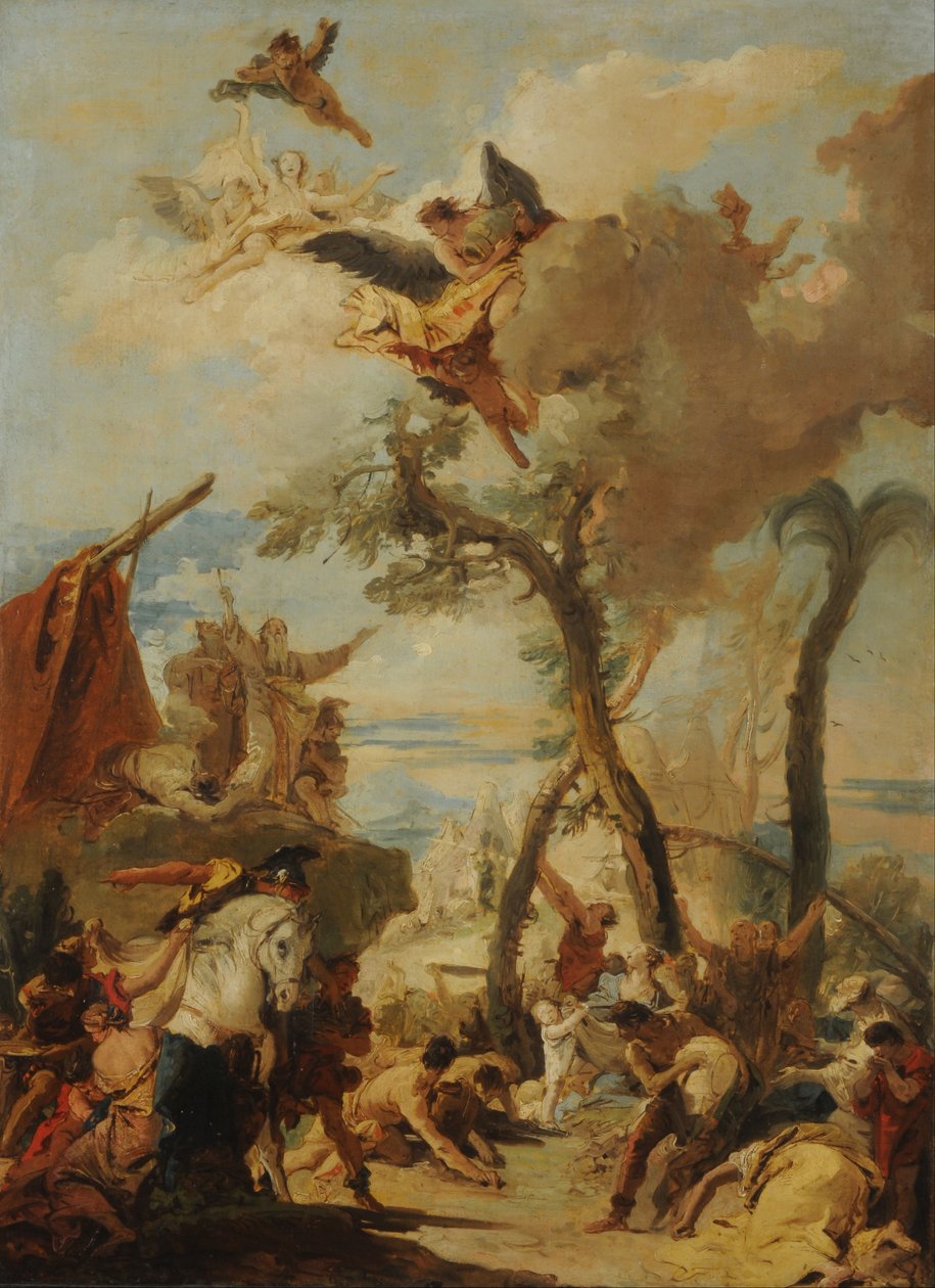 Heprealaiset keräämässä mannaa erämaassa (luonnos) tekijältä Giovanni Battista Tiepolo