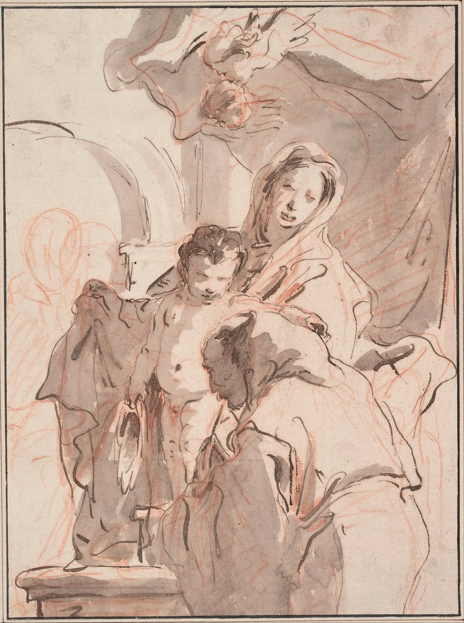 Madonna ja lapsi sekä pyhimys tekijältä Giovanni Battista Tiepolo