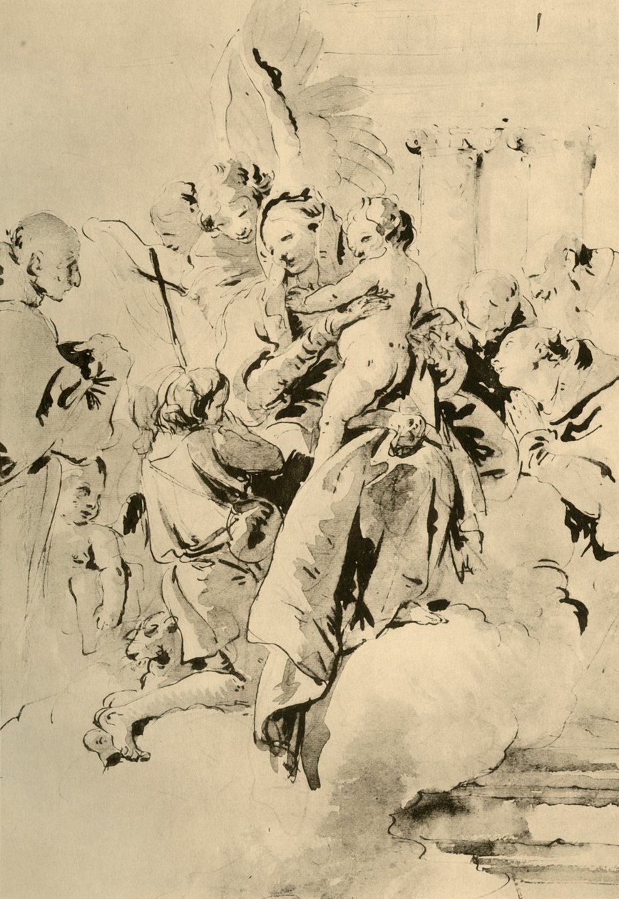 Madonna pyhien ja enkelien kanssa, 1700-luvun puoliväli, 1928 tekijältä Giovanni Battista Tiepolo