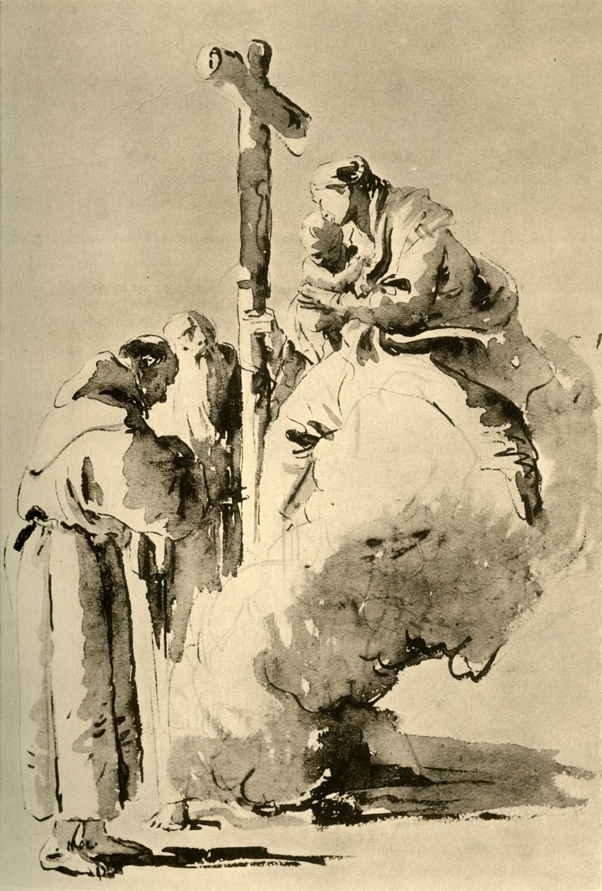 Madonna kahden pyhän munkin kanssa, 1700-luvun puoliväli, 1928 tekijältä Giovanni Battista Tiepolo
