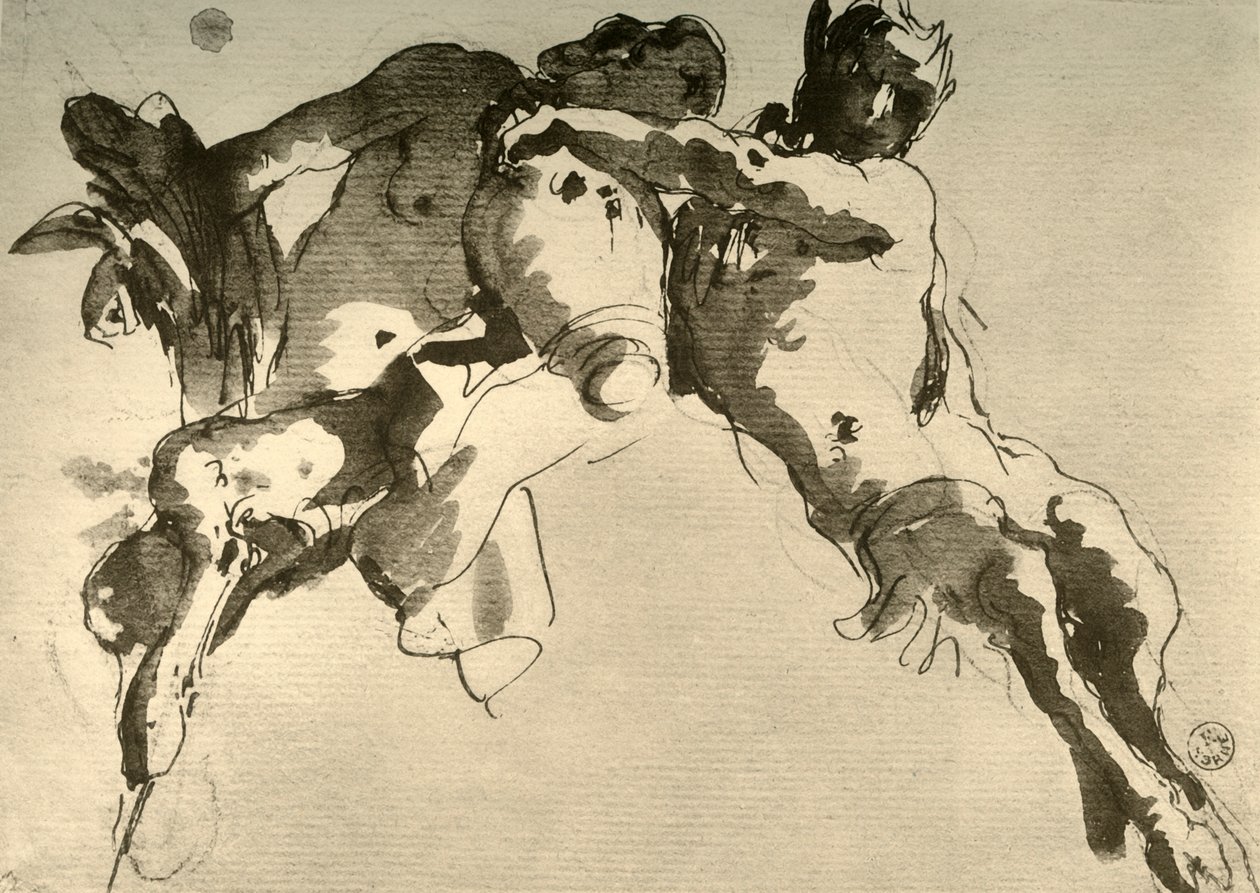 Mies- ja naarasfaun amforan kanssa, 1700-luvun puoliväli, 1928 tekijältä Giovanni Battista Tiepolo