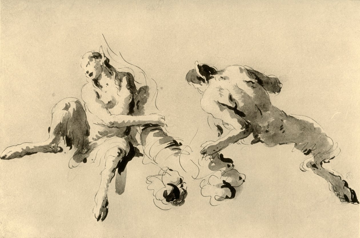 Mies- ja naarasfaun runsaudensarvisen kanssa, 1700-luvun puoliväli, 1928 tekijältä Giovanni Battista Tiepolo
