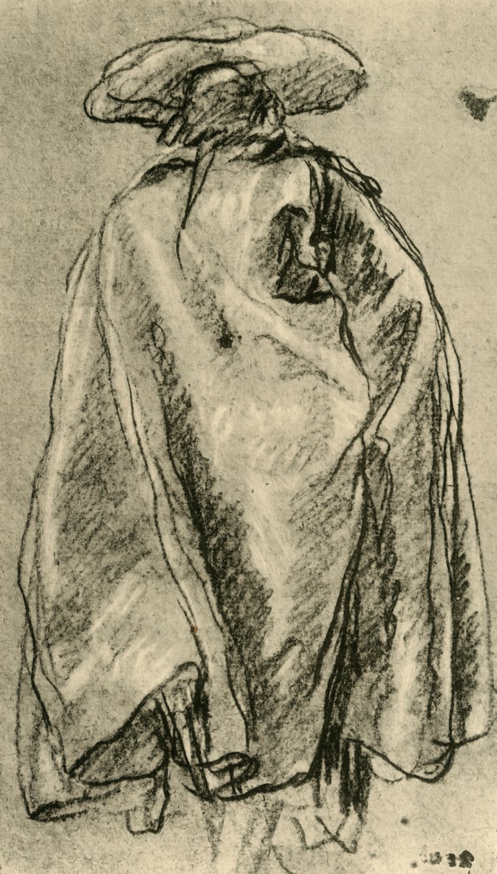 Mies isossa viitassa takaa katsottuna, 1752, 1928 tekijältä Giovanni Battista Tiepolo