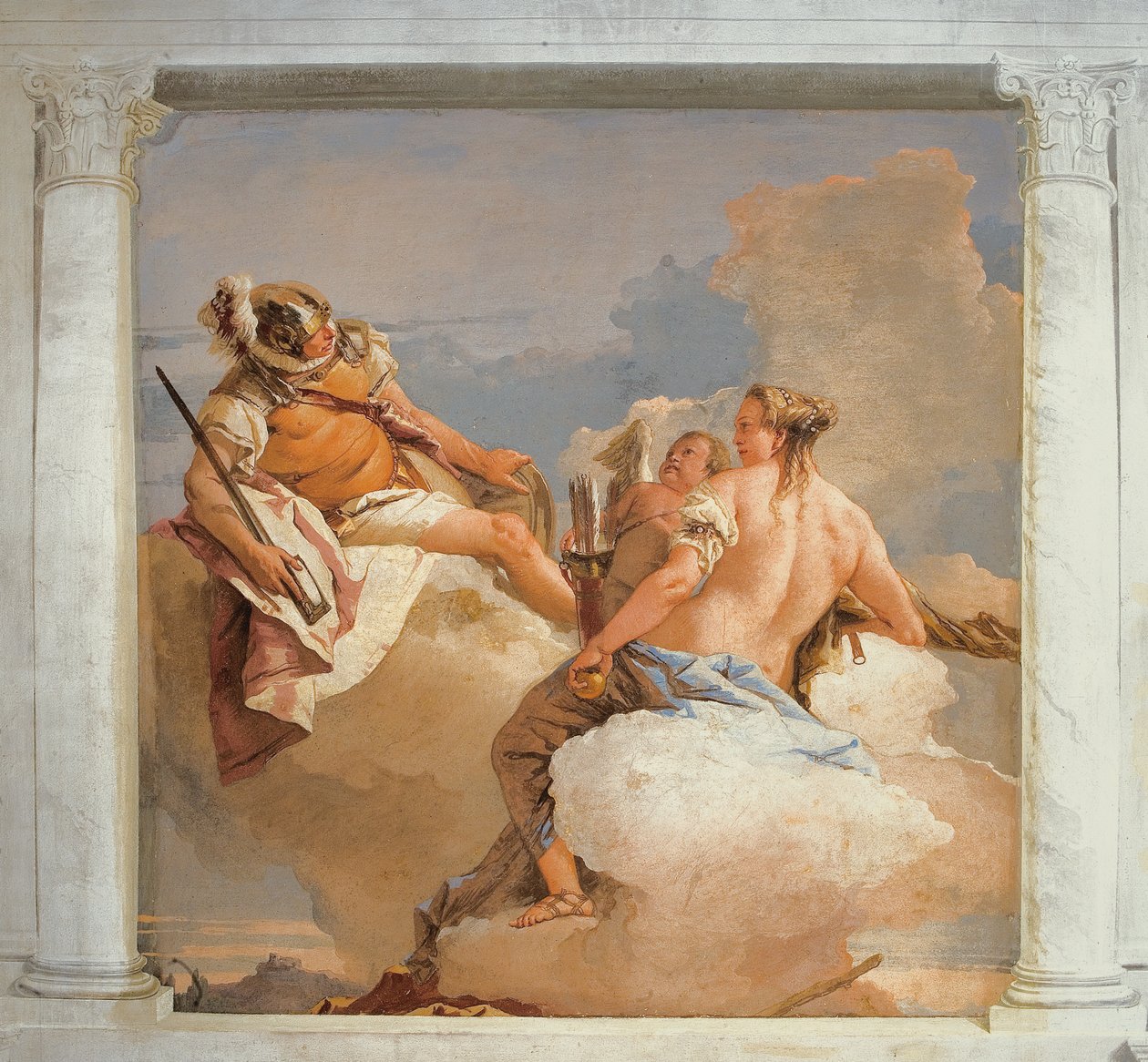 Mars ja Venus, Olympian jumalien huoneesta Foresteriassa (Vierastalo) 1757 tekijältä Giovanni Battista Tiepolo