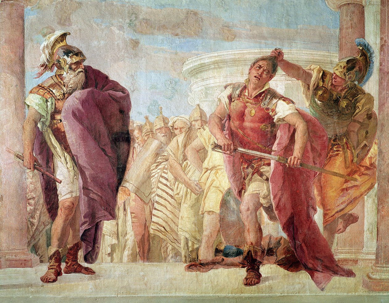 Minerva estää Akhilleusta tappamasta Agamemnonia, Homeroksen Iliadista, 1757 tekijältä Giovanni Battista Tiepolo