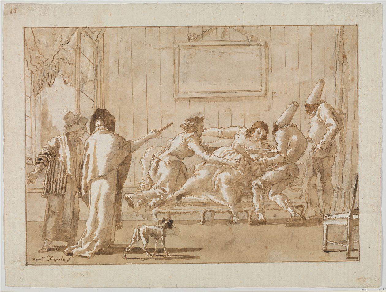 Punchinellosin äiti (?) Sick in Pregnancy, noin 1800 tekijältä Giovanni Battista Tiepolo