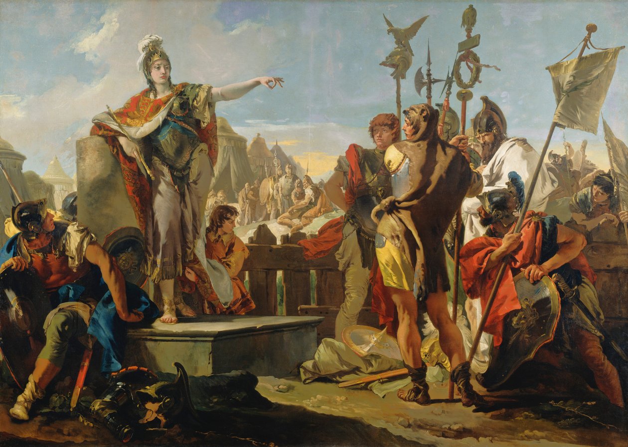 Kuningatar Zenobia puhuu sotilailleen tekijältä Giovanni Battista Tiepolo