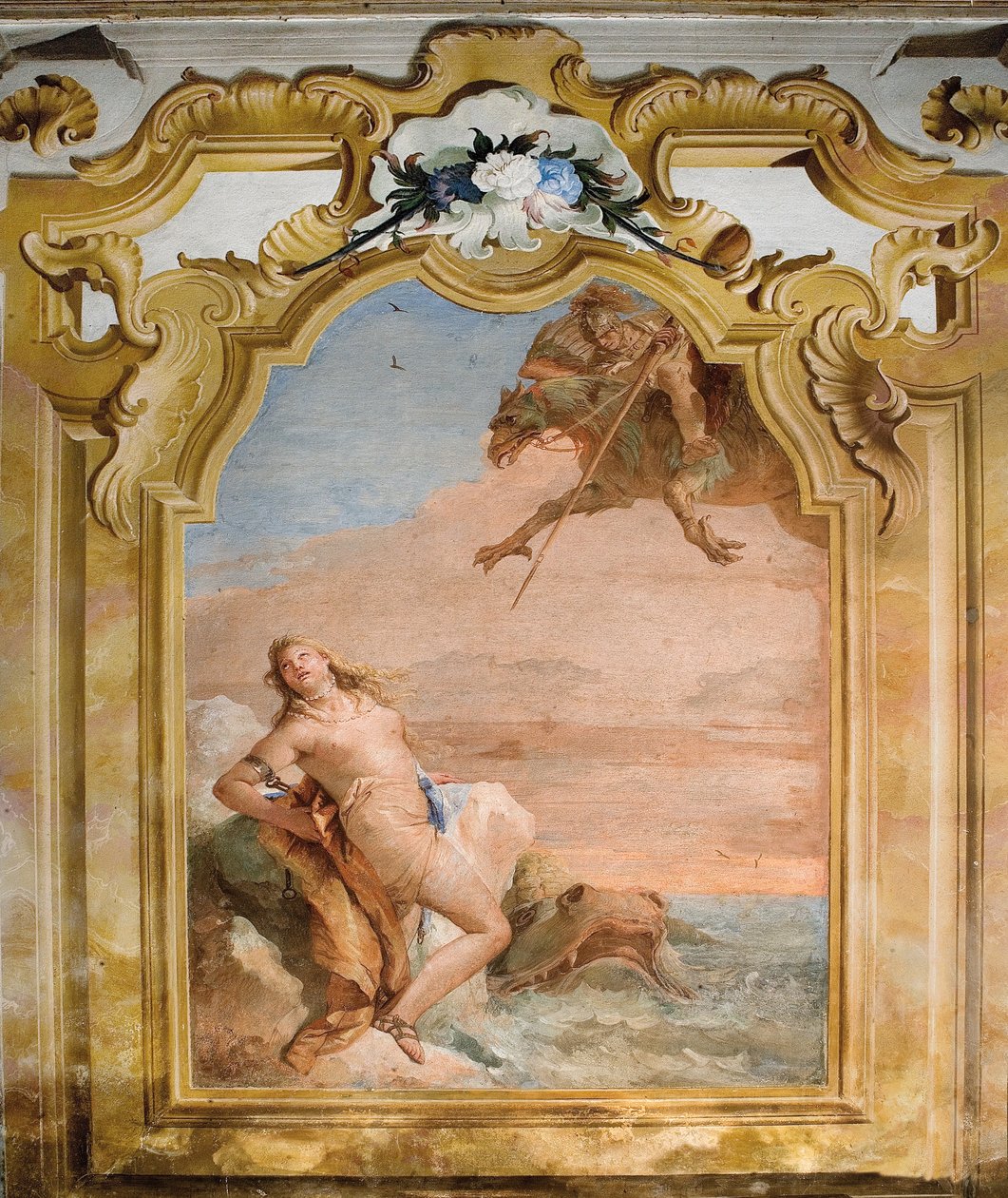 Ruggero vapauttaa Angelica, Orlando Furioson huoneesta Palazzinassa, 1757 tekijältä Giovanni Battista Tiepolo