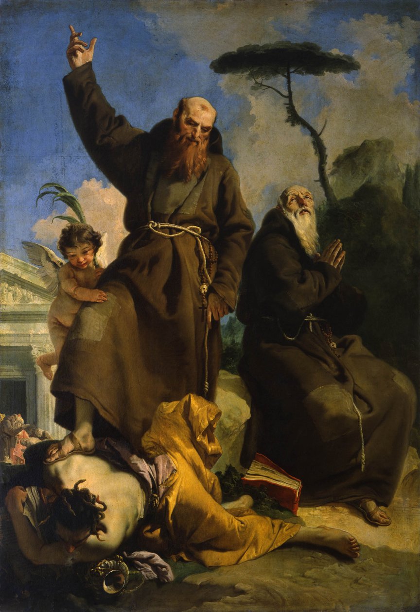 Sigmaringenin pyhä Fidelis ja Leonessan pyhä Joosef tekijältä Giovanni Battista Tiepolo