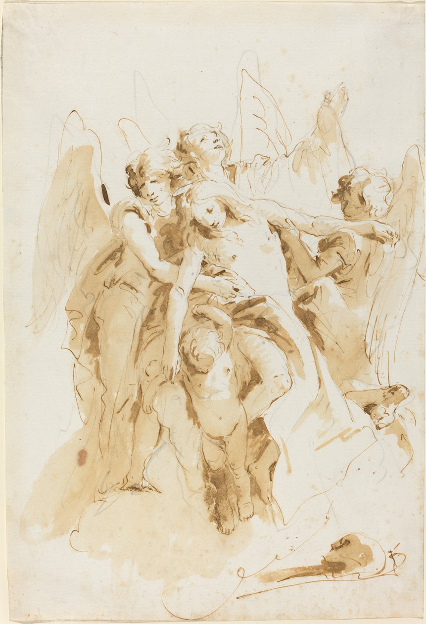 Pyhä Maria Magdaleena Enkelien nostamana tekijältä Giovanni Battista Tiepolo