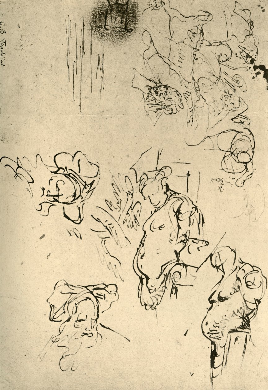 Satyr Herms ja Oriental Heads, 1700-luvun puoliväli, 1928 tekijältä Giovanni Battista Tiepolo