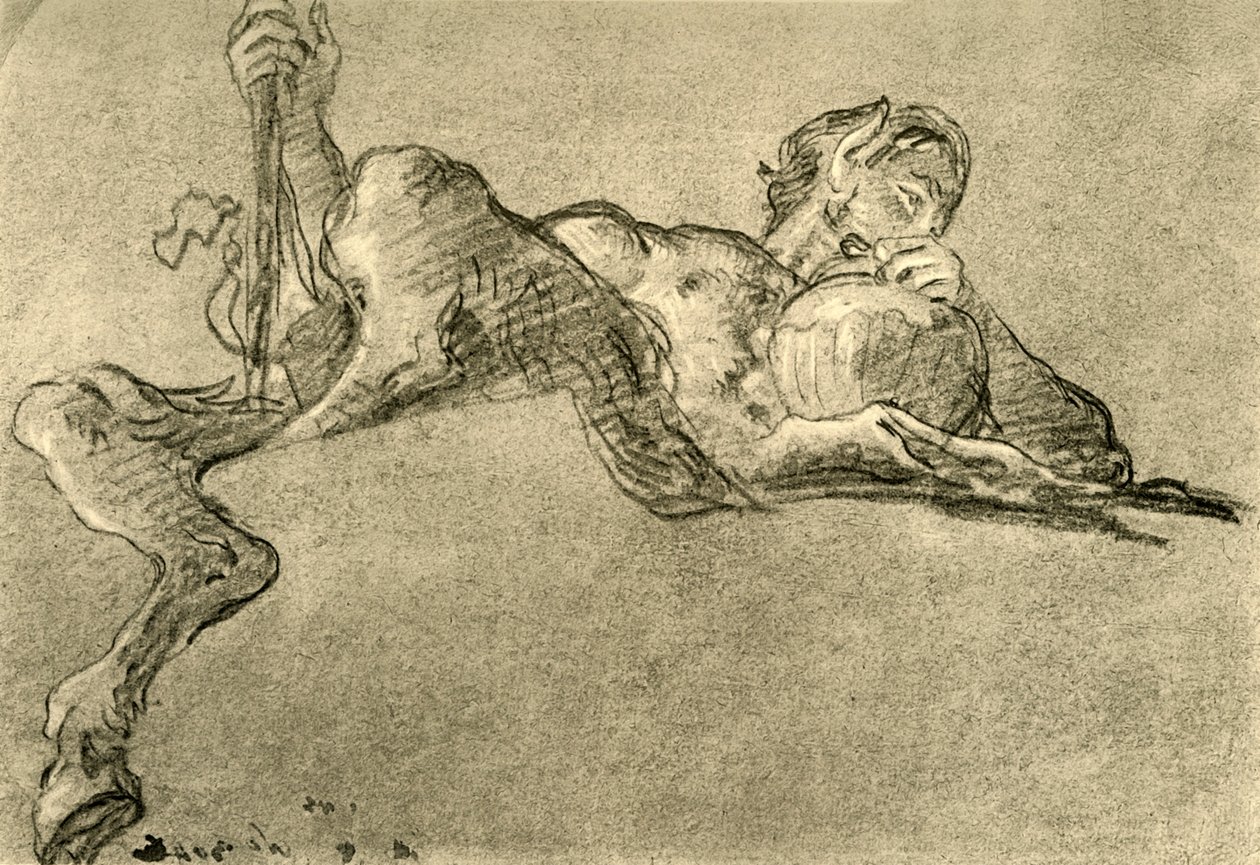 Satyr ja viinikannu, c1761, 1928 tekijältä Giovanni Battista Tiepolo