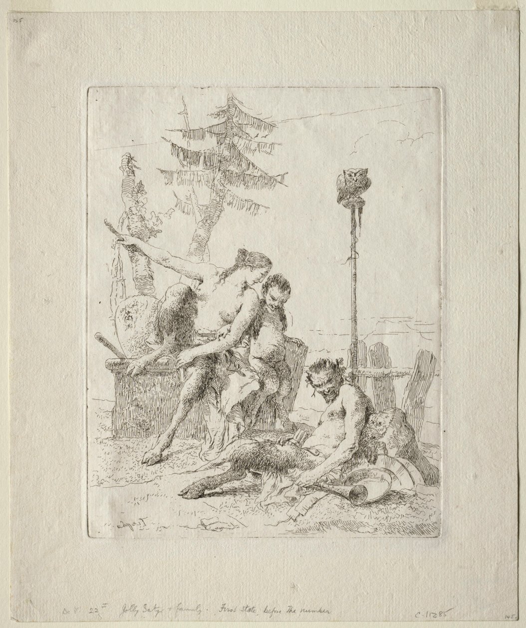 Scherzi di Fantasia: Onnellinen satiiri ja hänen perheensä tekijältä Giovanni Battista Tiepolo