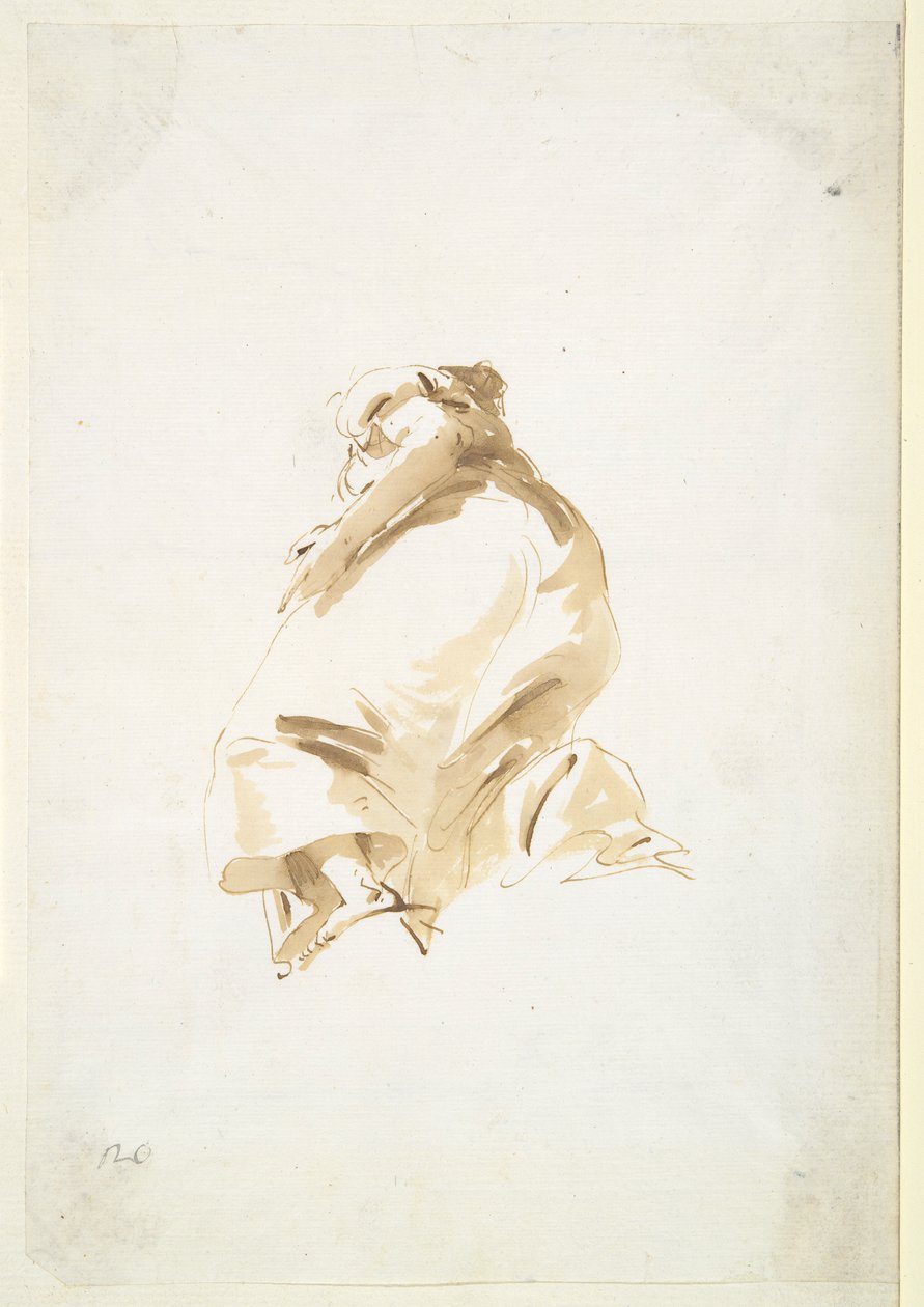 Seisova naishahmo takaa ja alhaalta katsottuna tekijältä Giovanni Battista Tiepolo