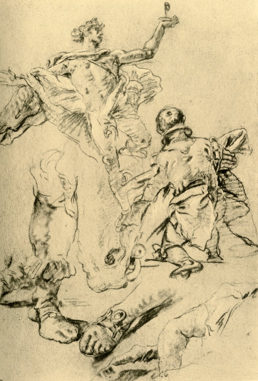 Tutkimus sivua varten Kaisersaalissa, 1751-1752, 1928 tekijältä Giovanni Battista Tiepolo