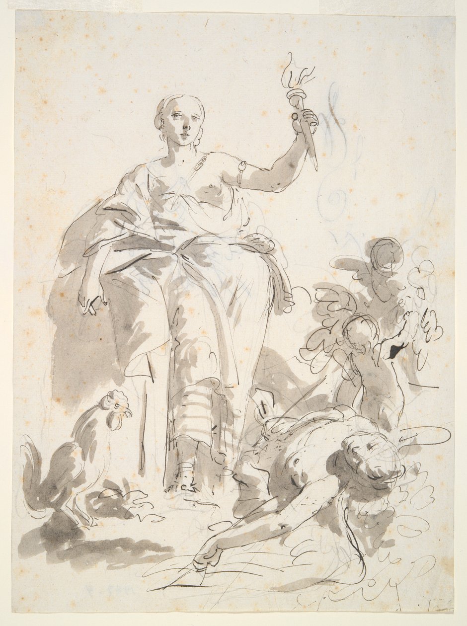 Opiskelu freskoteollisuudelle Triumphing over Idleness, Villa Lochi al Bironissa tekijältä Giovanni Battista Tiepolo