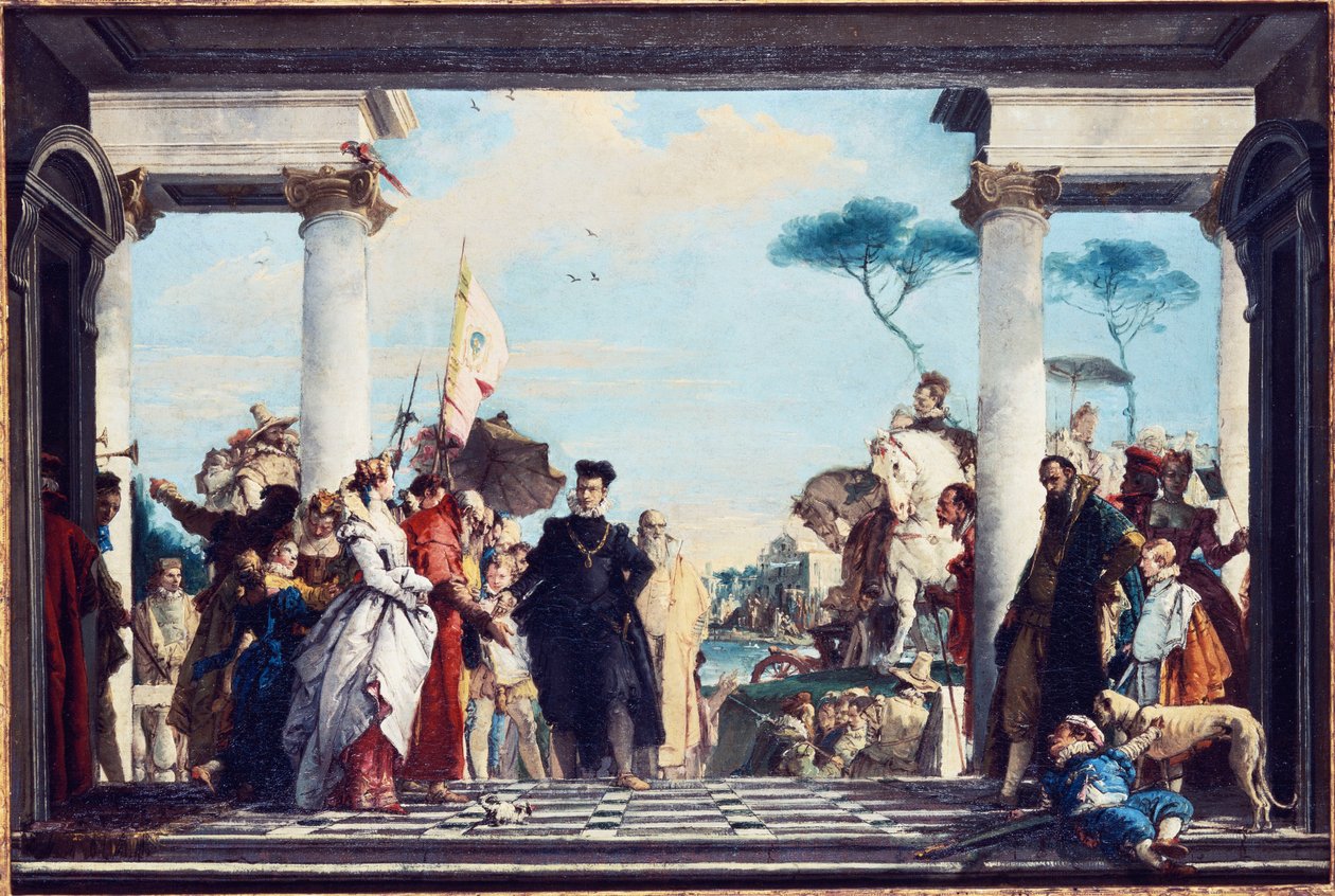 Henri III:n saapuminen Villa Contariniin ennen vuotta 1750 tekijältä Giovanni Battista Tiepolo