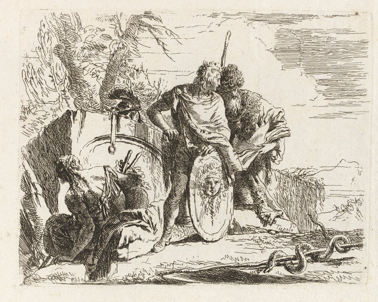 Astrologi ja nuori sotilas, Vari capricci (Various Capriccios) tekijältä Giovanni Battista Tiepolo