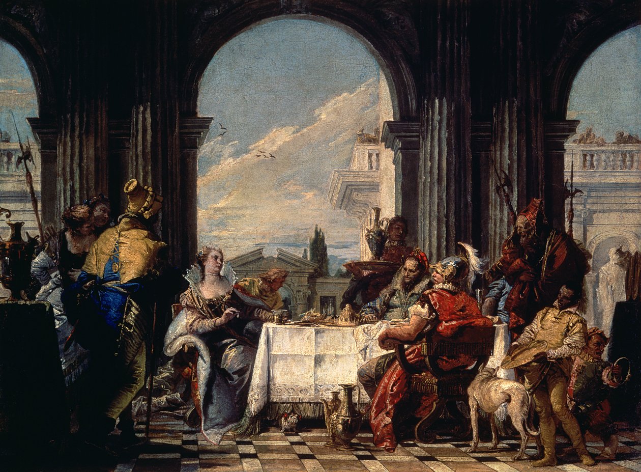 Antoniuksen ja Kleopatran juhlaillallinen, noin 1744. tekijältä Giovanni Battista Tiepolo