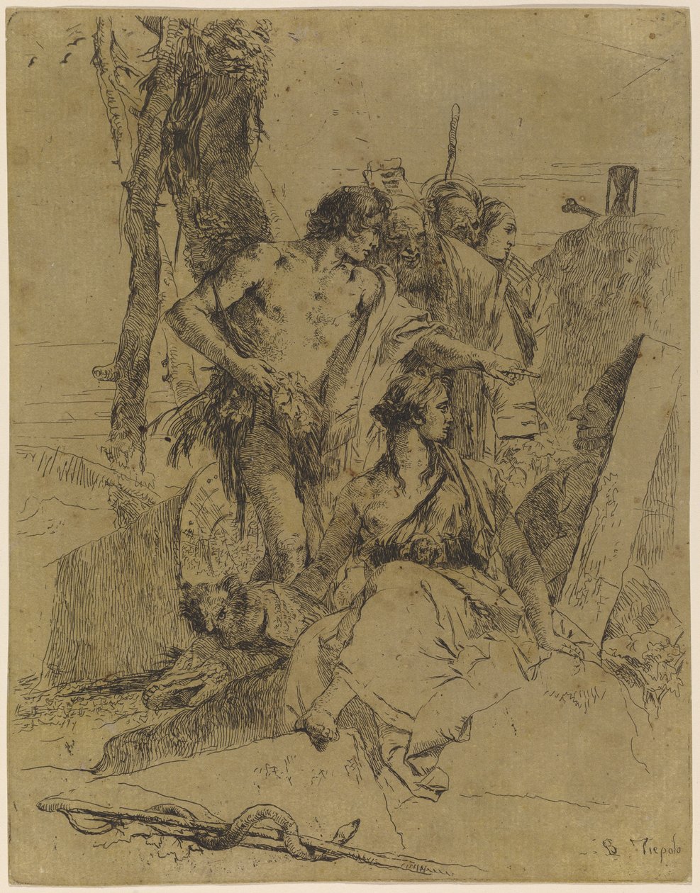 Punchinellon haudan löytö tekijältä Giovanni Battista Tiepolo