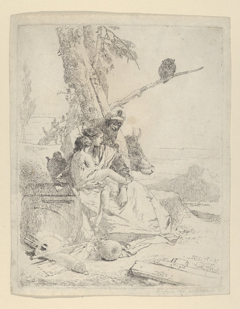 Itämaisen talonpojan perhe, Scherzistä, n. 1740. tekijältä Giovanni Battista Tiepolo