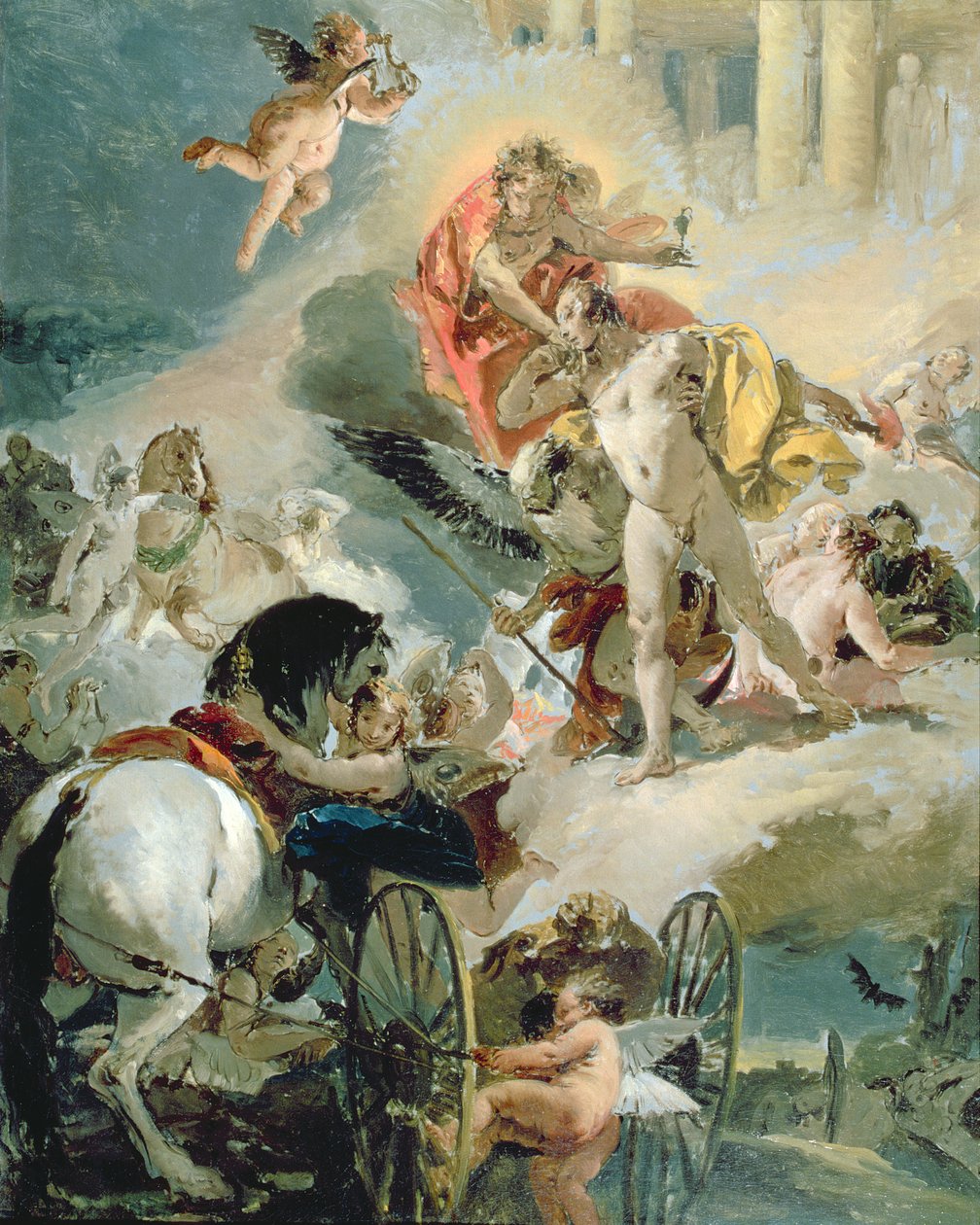 Auringon hevosten valjastaminen, n. 1731 tekijältä Giovanni Battista Tiepolo