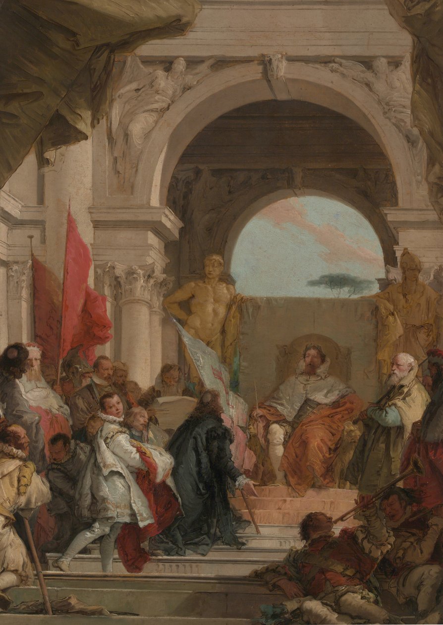 Piispa Haroldin virkaan asettaminen Frankenin herttuaksi, n. 1751-52. tekijältä Giovanni Battista Tiepolo