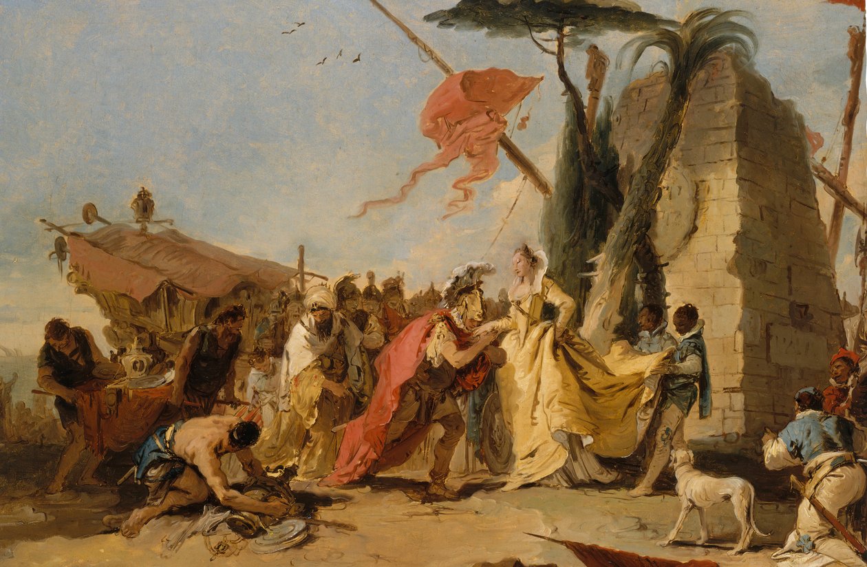 Antoniuksen ja Kleopatran tapaaminen, n. 1745-47. tekijältä Giovanni Battista Tiepolo