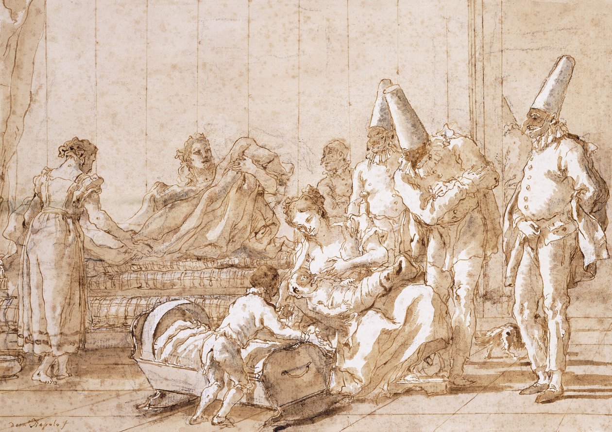 Punchinellon hoitotyö, 1790-1804 tekijältä Giovanni Battista Tiepolo