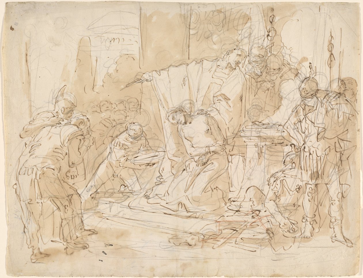 Iphigenian uhri (recto) / Miehisen alaston tutkiminen (verso) tekijältä Giovanni Battista Tiepolo