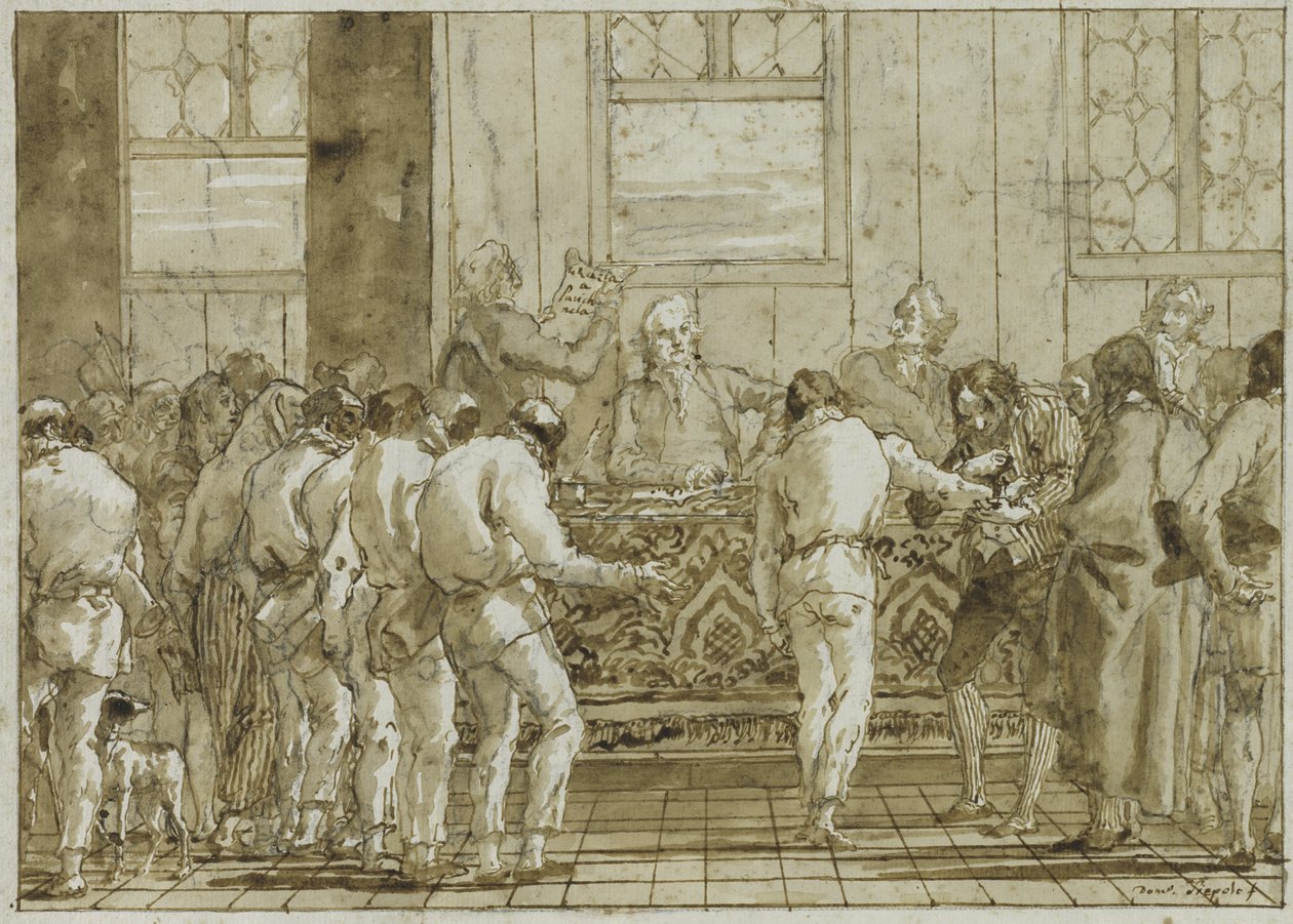 Oikeudenkäynti, noin 1790 tekijältä Giovanni Battista Tiepolo