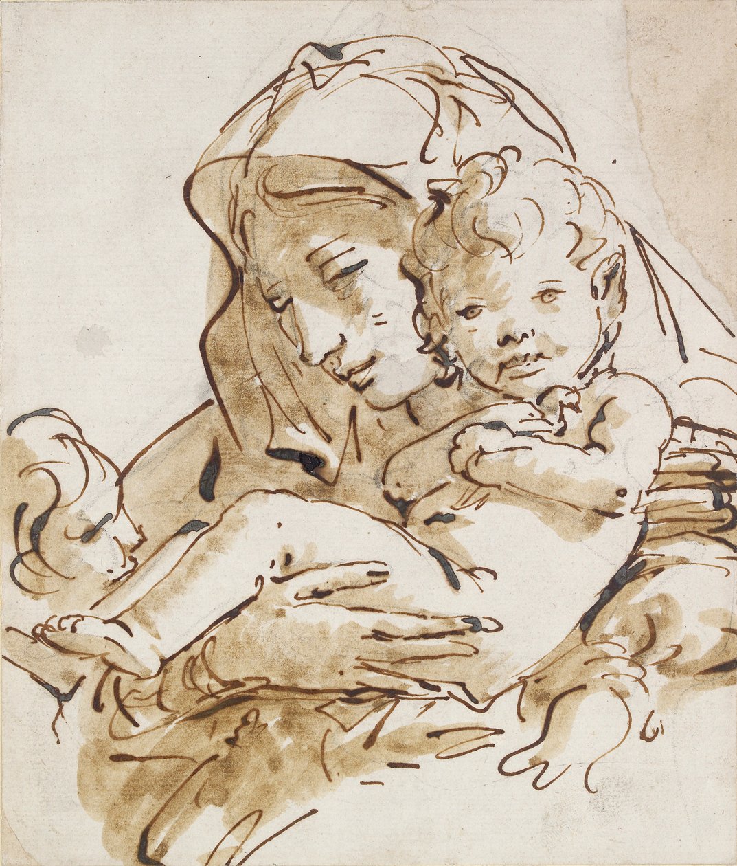 Neitsyt ja lapsi ja Johanneksen lapsi, n. 1770. Taiteilijat: Giovanni Battista Tiepolo, Evankelista Johannes. tekijältä Giovanni Battista Tiepolo