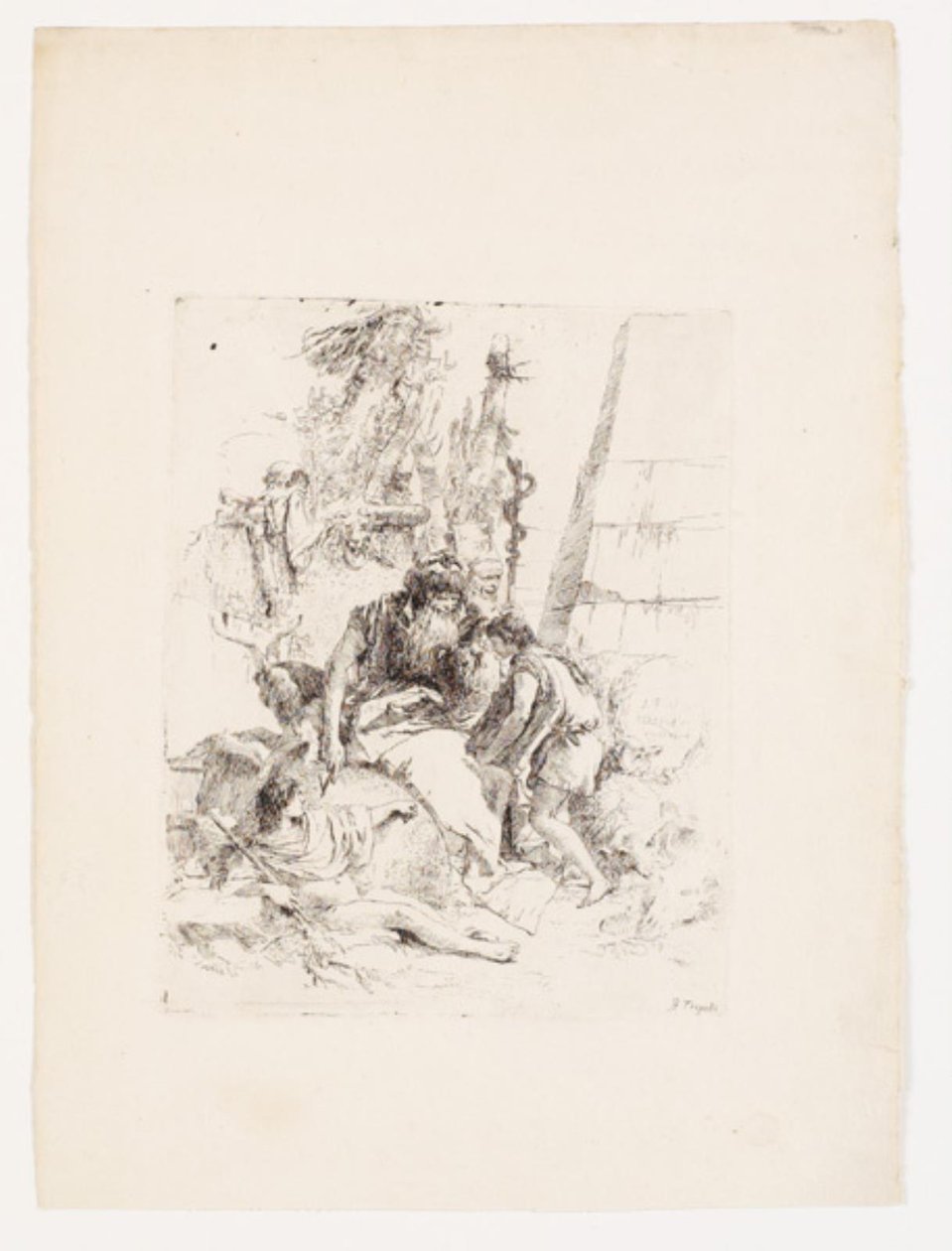 Kaksi istuvaa velhoa ja kaksi nuorta tekijältä Giovanni Battista Tiepolo