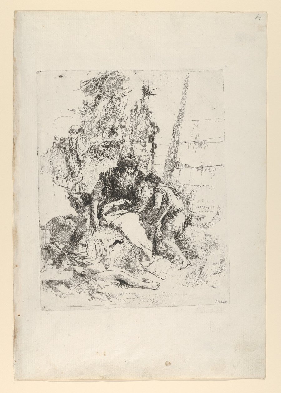 Kaksi taikuria ja kaksi poikaa Scherzistä, n. 1743-50. tekijältä Giovanni Battista Tiepolo