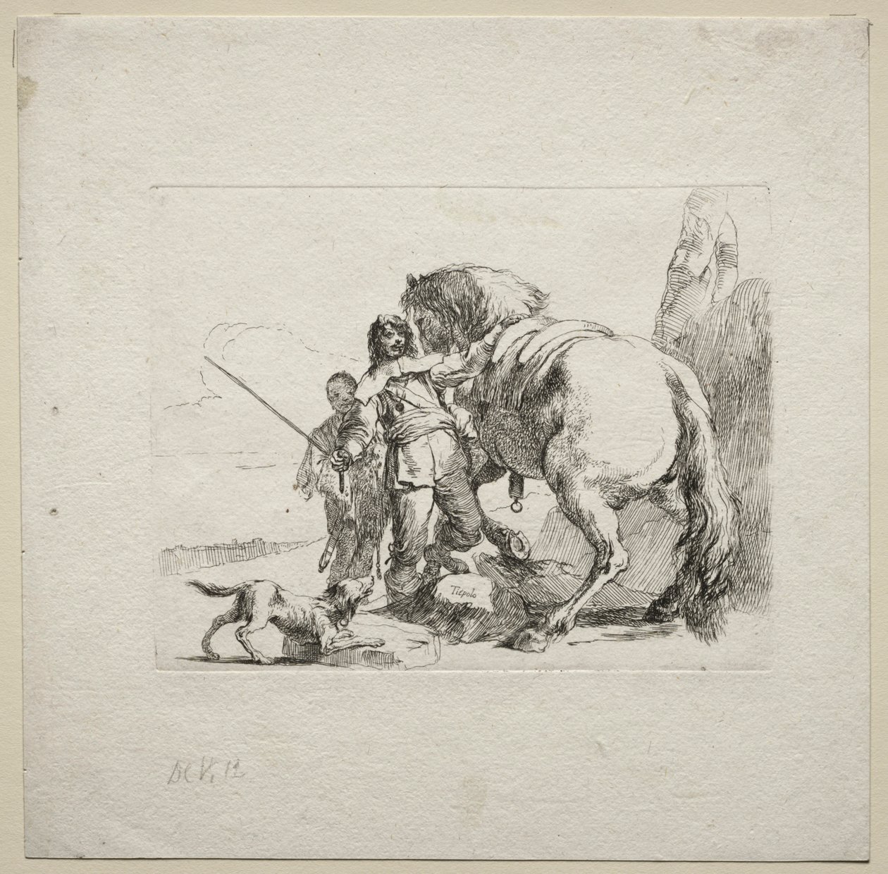 Erilaisia otuksia: Cavalier istumassa hevoselle, 1785. tekijältä Giovanni Battista Tiepolo