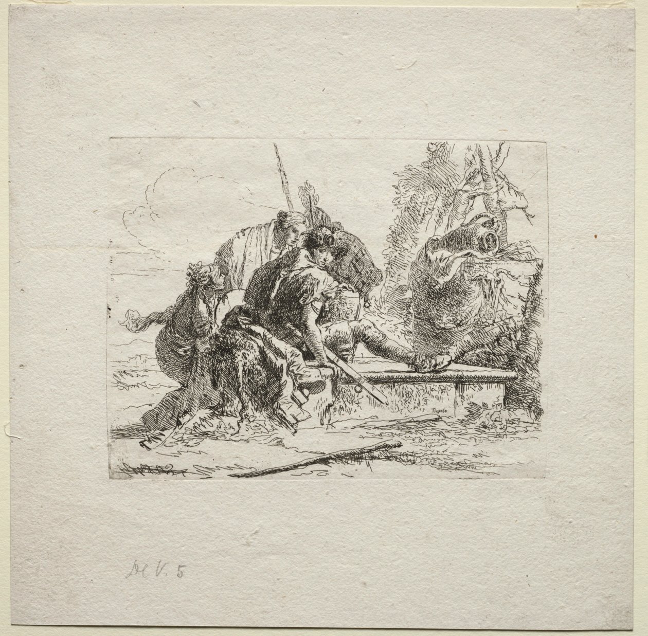 Erilaisia otuksia: Kaksi sotilasta ja kaksi naista, 1785. tekijältä Giovanni Battista Tiepolo