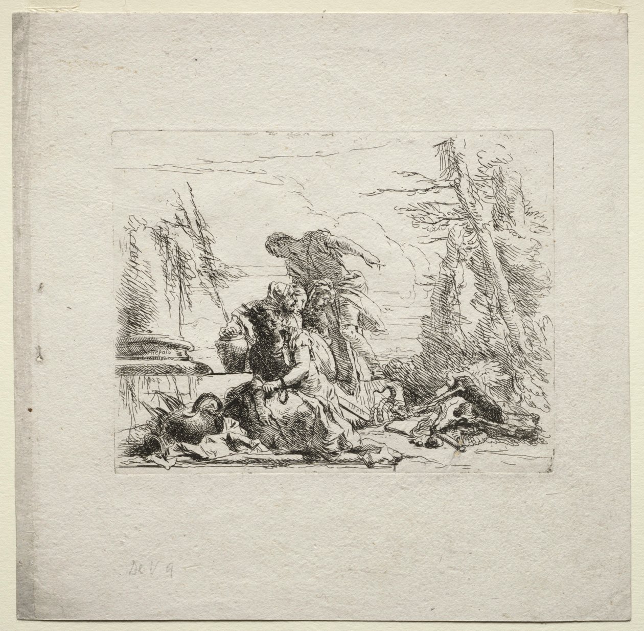 Erilaisia otuksia: Nainen käsiraudoissa, 1785. tekijältä Giovanni Battista Tiepolo