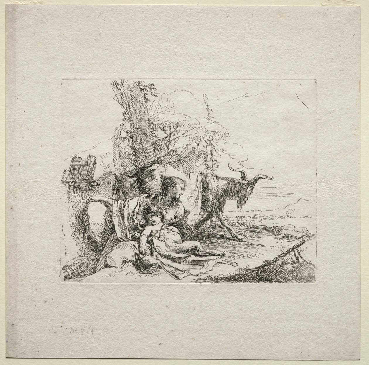 Erilaisia otuksia: Nainen tamburiinilla, 1785. tekijältä Giovanni Battista Tiepolo