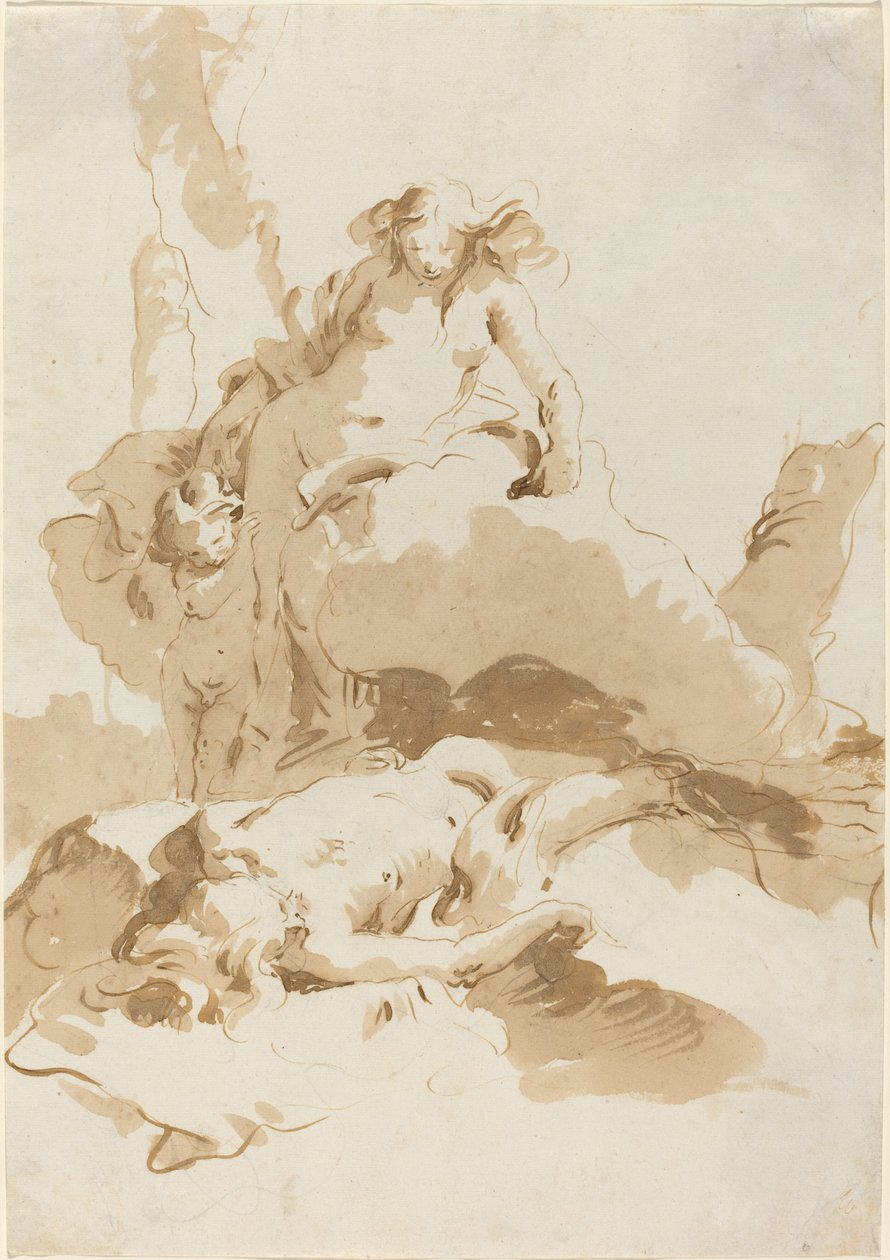 Venus ja Amor löytämässä Adonin ruumista tekijältä Giovanni Battista Tiepolo