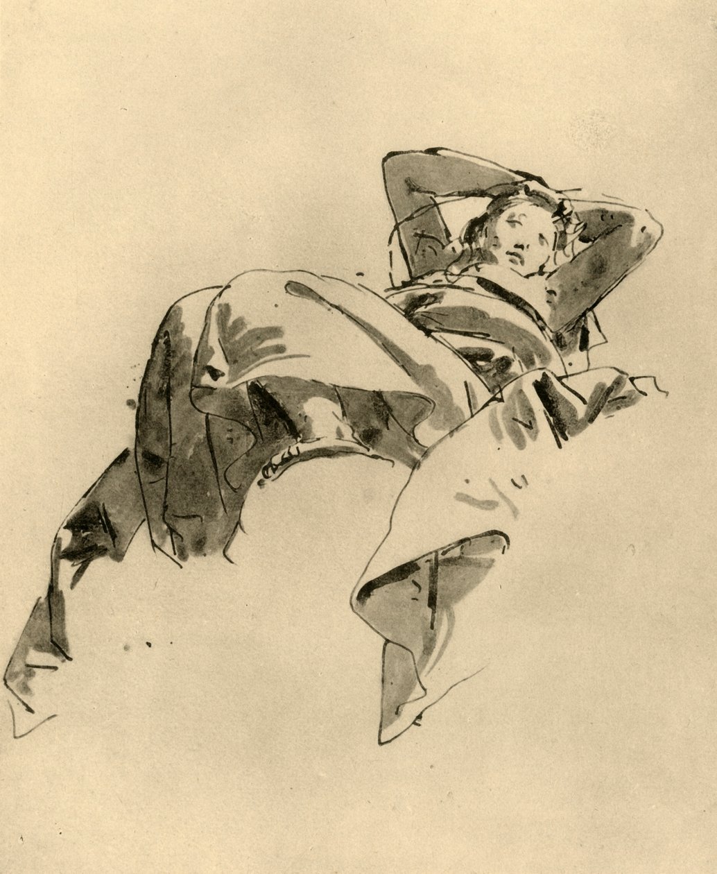 Nainen lepää, 1700-luvun puoliväli, 1928 tekijältä Giovanni Battista Tiepolo