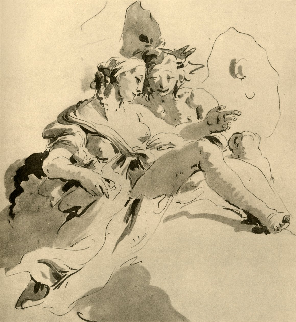 Zephyr and Flora, 1700-luvun puoliväli, 1928 tekijältä Giovanni Battista Tiepolo