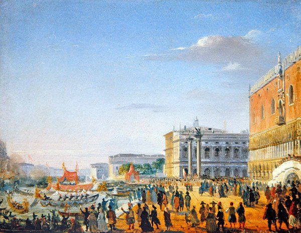 Venetsialainen kohtaus (öljy paneelissa) tekijältä Giovanni Battista della Libera