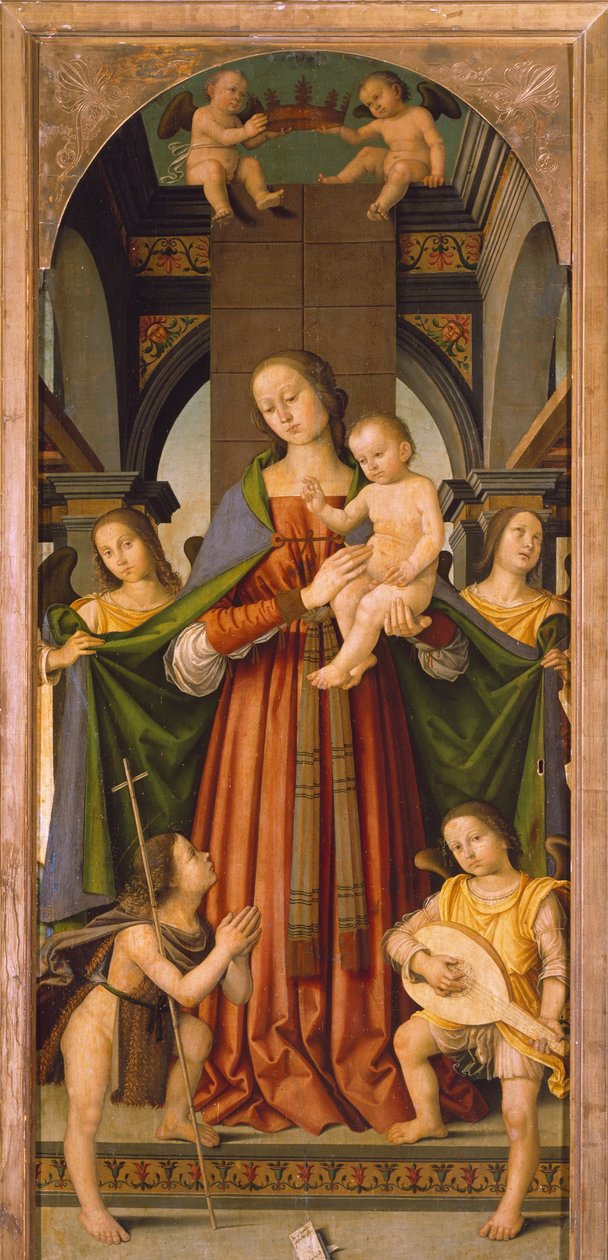 Madonna lapsen kanssa, keskipaneeli Madonna lapsen kanssa Triptyykki pyhien kanssa (maalaus) tekijältä Giovanni Battista the Elder Bertucci