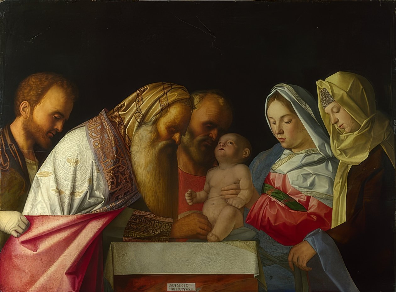 Jeesuksen ympärileikkaus. Noin 1500 tekijältä Giovanni Bellini