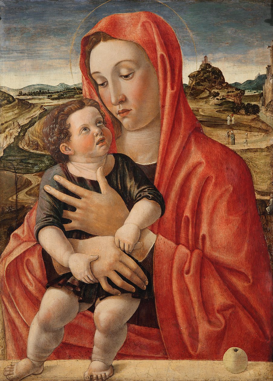 Saksa: Maria mit dem Kind, das auf einer Brüstung steht Madonna lapsen kanssa tekijältä Giovanni Bellini