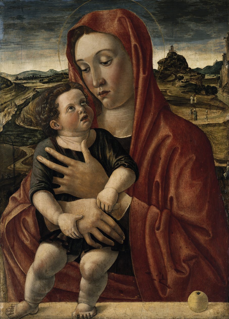 Saksa: Maria mit dem Kind, das auf einer Brüstung steht Madonna lapsen kanssa tekijältä Giovanni Bellini