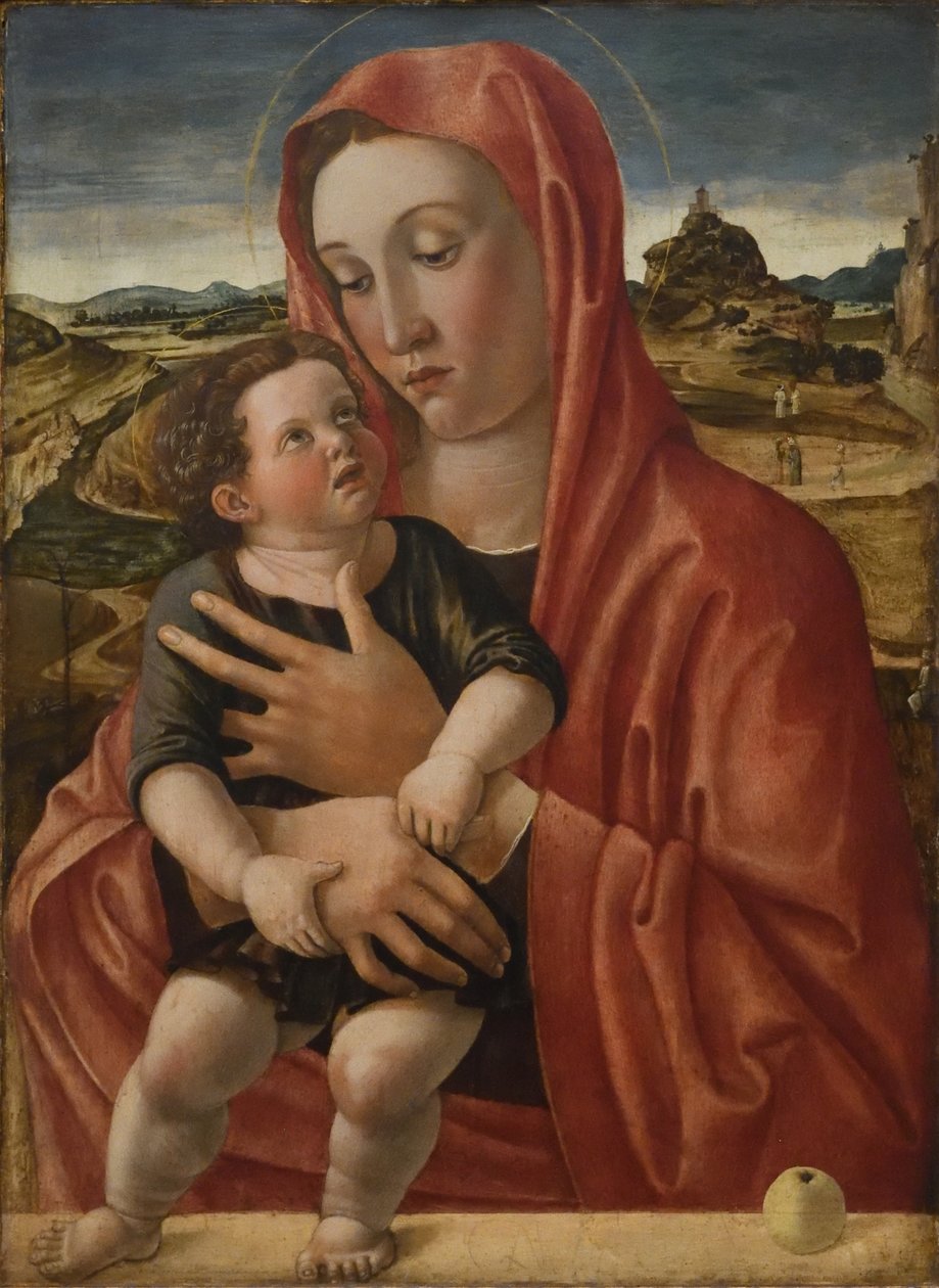 Saksa: Maria mit dem Kind, das auf einer Brüstung steht Madonna lapsen kanssa tekijältä Giovanni Bellini