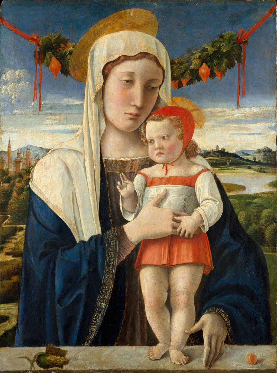 Madonna ja lapsi, n. 1470 (tempera, öljy ja kulta puulla) tekijältä Giovanni Bellini